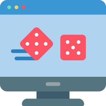 A computer screen with two dice on it vector