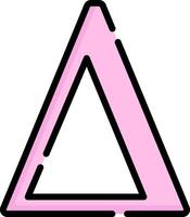 A pink triangle with a black outline vector