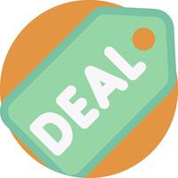 Deal icon with a green tag and orange background vector