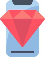 A red diamond icon on a smartphone vector
