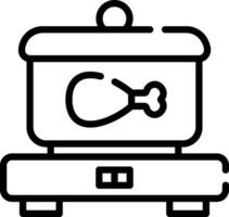 A black and white icon of a pot with a chicken inside vector