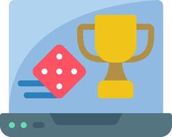 A laptop with a dice and a trophy vector