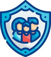 A shield with a family and a child inside vector