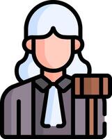 A judge holding a gavel icon vector