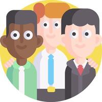 Three men in business attire standing together in a circle vector