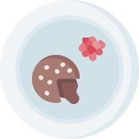 A plate with a cookie and a strawberry vector