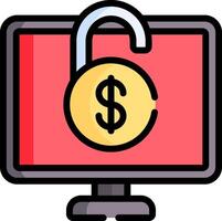 A computer screen with a dollar sign on it vector