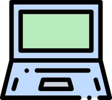 A laptop computer with a green screen vector