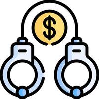 Handcuffs with dollar sign on white background vector