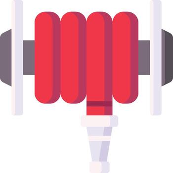 A red hose with a red nozzle attached to it vector