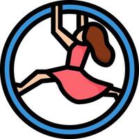 A girl in a circle with a blue and pink circle vector