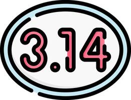The number 31 14 in a circle with a pink and blue background vector