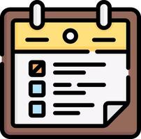 A calendar icon with a check box on it vector