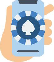 A hand holding a smartphone with a casino card on it vector