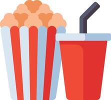 A red and white striped cup and a bucket of popcorn vector