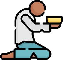 Man praying with bowl icon vector