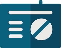 A blue and white icon of a tablet with a no button vector