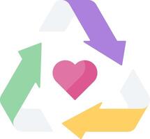A heart and a recycling symbol in a circle vector