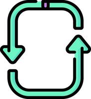 A green and purple arrow pointing to the left vector