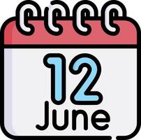 Calendar with the date 12 june vector