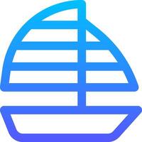 A sailboat icon with blue lines vector