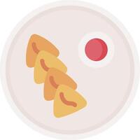 A plate with food on it and a red dot vector