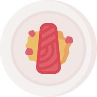 A plate with a slice of meat on it vector