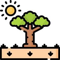 A tree with sun and sun rays on it vector