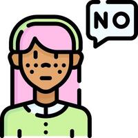 A woman with a speech bubble that says no vector