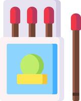 A box with four matchsticks and a green ball vector