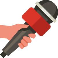 A hand holding a microphone and a red band vector