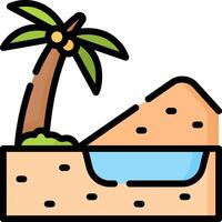 A palm tree and a pool in a sand box vector