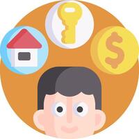 A man with a house, key, and dollar sign vector