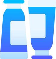 Two blue bottles with a white label on them vector