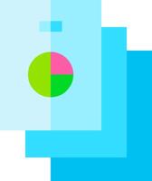 A blue and green pie chart with a green circle vector
