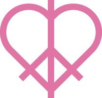 A pink peace sign with a heart in the middle vector