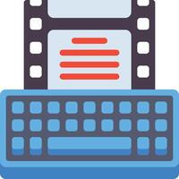 A keyboard and film strip with a red line vector