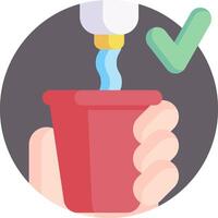 A hand holding a cup with water and a tick mark vector