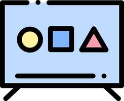 A flat screen with a triangle, square and triangle vector