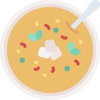 A bowl of soup with a spoon in it vector