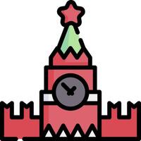A red tower with a clock on top vector