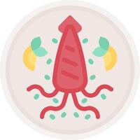 A red and pink squid with a lemon on it vector