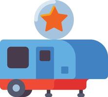 A blue and red rv with a star on top vector