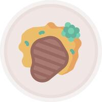 A flat icon of a steak on a plate vector