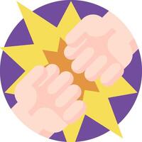 Two fists are holding each other in a circle vector