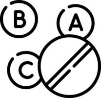 A black and white image of a pill and a b and c vector
