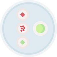 A circular icon with four different types of sushi vector