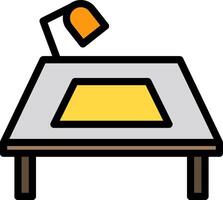 A table with a lamp and a yellow pad vector