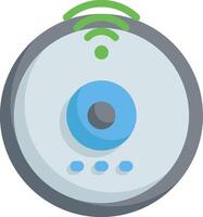A circular device with a green and blue icon vector