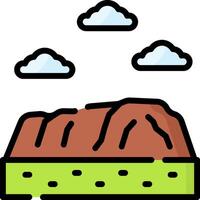 A rock with clouds and a mountain in the background vector